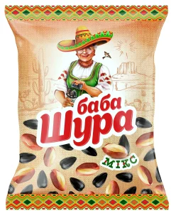 ТМ Баба Шура мікс, солоне насіння соняшнику та арахіс. Mix. Микс соленые семена подсолнечника и арахис. BABA SCHURA Sonnenblumenkerne und Erdnüsse. BABA SHURA seeds and peanuts